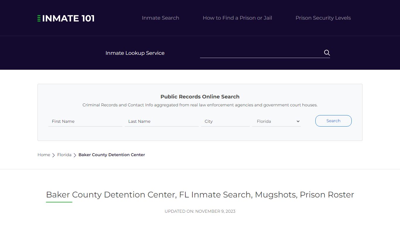 Baker County Detention Center, FL Inmate Search, Mugshots, Prison ...